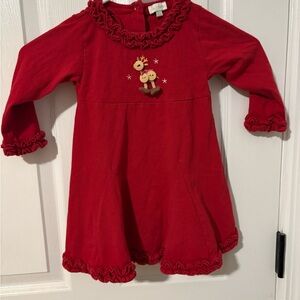 Le Top Red Kids Dress with Cute Reindeer